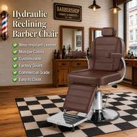 Fauteuil de Barbier Marron Robuste avec Grande Pompe Hydraulique, Chaise de Salon de Beauté pour Coiffure et Mobilier de Barbier – Vente en Gros