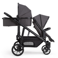 Poussette double européenne Purorigin 3 en 1 pliable pour jumeaux avec 2 sièges auto pour bébé et enfant en bas âge