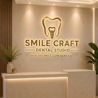 Enseigne lumineuse personnalisée en métal, lettres en acier inoxydable brossé doré avec LED pour clinique dentaire, salon de beauté, entreprise, mur extérieur