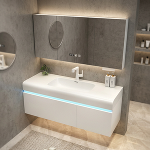 Luxury Modern Hotel Use Bathroom Vanity Combo Smart <b>Mirror</b> Lacquer Finish MDF Cabinet Ceramic Basin Face Wash Basin Sink - Product Image 3