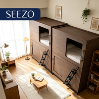 Capsule de couchage élégante insonorisée à montage rapide pour hôtel, loft, suite, complexe hôtelier, dortoir, lit en bois