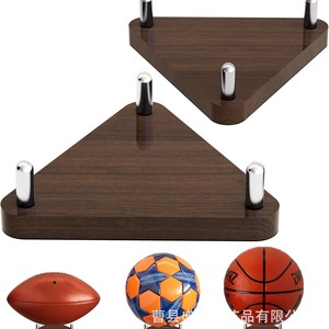 Wooden Ball Storage Rack Triangular <b>Desktop</b> Display Holder For Soccer Rugby Volleyball Solid Wood Base - Product Image 5