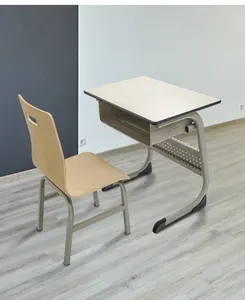 Mesa escolar de madeira tipo C 2024, mesa para estudantes, mesa de sala de aula e cadeira para o ensino médio, usada