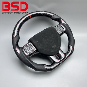 <span class=keywords><strong>Volant</strong></span> BSD en fibre de carbone pour Avenger RT SRT8 Hellcat Racing Style Custom Real Forged Red Flakes - Product Image 2