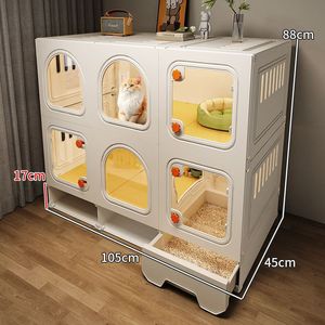 Villa Kucing Mewah Kandang Kucing Satu Kamar Tidur Satu Ruang Tamu Satu Kamar Mandi Kamar Mandi Terintegrasi Toilet Rumah Dalam Ruangan Hemat Ruang - Product Image 5