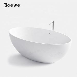 Bañera de diseño ovalado de mármol artificial con soporte libre, tubos de baño hechos a medida, piedra de imitación, superficie sólida - Product Image 1