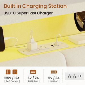 Đèn LED USB Kainice cho khung giường nền nâng thủy lực cỡ Queen bọc da thông minh có ngăn chứ<span class=keywords><strong>a</strong></span> đồ - Product Image 4