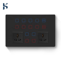 Prise Murale Intelligente Tactile Zigbee/Wi-Fi N+L 1/2 Sorties 10A/16A 240V avec Cadre Métallique en Verre Trempé et Protection Contre les Surintensités