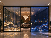 Écran LED P5 d'intérieur, film transparent, mur vidéo pour façade vitrée, solution d'affichage publicitaire
