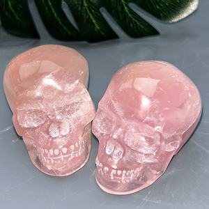 Venta al por Mayor de Calaveras de Cuarzo Rosa Estilo Bohemio, Artesanías de Cristal, Tallado de Piedra para Decoración del Hogar Única y Regalos Navideños - Product Image 6