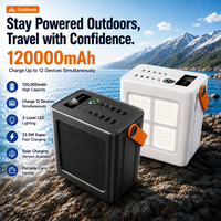 Batterie solaire HYTO grande capacité 120000mAh, charge rapide 22.5W, station d'alimentation multi-ports pour extérieur avec lumière d'avertissement LED