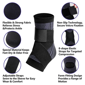 Échantillon gratuit Manchon de soutien de la cheville Attelle élastique réglable par compression pour le basket-ball sportif Orthèse orthopédique Douleur - Product Image 3