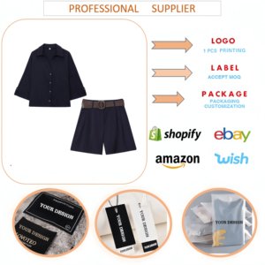Ensemble de vêtements d'été tendance <span class=keywords><strong>pour</strong></span> femmes J2226, style boutique, sexy, streetwear, chemise à manches courtes et short avec ceinture, ensemble 2 pièces <span class=keywords><strong>pour</strong></span> femmes - Product Image 6