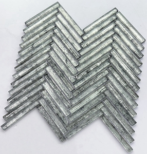 Mosaïque de carreaux en verre cristal de couleur or de luxe pour la décoration de salle de bain et de cuisine, bande linéaire en chevrons pour mur moderne - Product Image 6