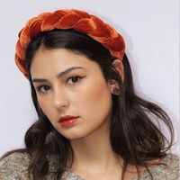 Nouveau serre-tête tressé en velours tissé à la main YiLove, style européen et américain, couleur unie, large, accessoire de mode pour femme, 16 cm
