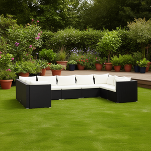 Ensemble de salon de jardin modulaire en rotin noir PE, mobilier d'extérieur, 10 places et plus, design contemporain - Product Image 2