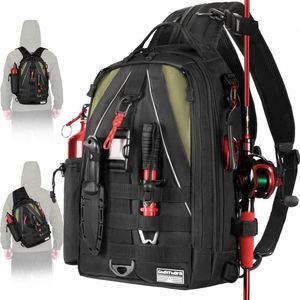 Échantillon gratuit : Sac à dos de pêche avec 4 boîtes à accessoires, porte-cannes, housse de pluie imperméable, sac de pêche haute performance - Product Image 1