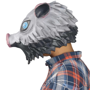 Máscara Facial Completa de Látex, <span class=keywords><strong>Cosplay</strong></span> de Anime, Hashibira <span class=keywords><strong>Inosuke</strong></span>, Cabeza de Jabalí, Casco Divertido y Aterrador para Fiestas de Halloween y Navidad - Product Image 3