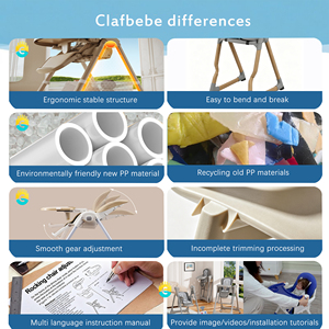 <span class=keywords><strong>Chaise</strong></span> <span class=keywords><strong>haute</strong></span> pour bébé avec double plateau, <span class=keywords><strong>harnais</strong></span> à <span class=keywords><strong>5</strong></span> <span class=keywords><strong>points</strong></span>, <span class=keywords><strong>chaise</strong></span> d'alimentation pliable pour nourrissons avec réglage de la hauteur sur <span class=keywords><strong>5</strong></span> positions et roues - Product Image 4