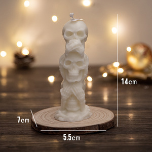 Decoración del hogar regalo de aniversario Halloween <span class=keywords><strong>Terror</strong></span> 3 incluso cabeza de fantasma incienso vela ahumada - Product Image 2