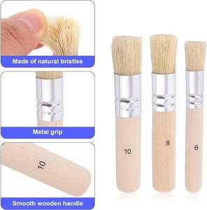 Ensemble <span class=keywords><strong>de</strong></span> pinceaux pochoirs à poils naturels avec manche en bois pour <span class=keywords><strong>peinture</strong></span> à la craie, meubles, murs, projets d'art et d'artisanat DIY - Product Image 5