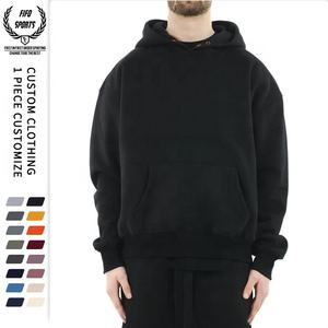 Sweat à capuche à boutons surdimensionné pour homme Sweat-shirt en coton 400gsm avec garnitures côtelées et épaules tombantes pour le printemps - Product Image 1