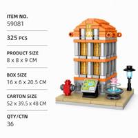 Set de Construcción de Bloques Industriales Personalizados con Mapa, Letrero y Fuente, Juguetes Únicos para Niños, Decoración de Escritorio de Oficina y Diversión