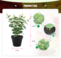 Plante artificielle en pot de 33 cm, style naturel, verdure artificielle, tige et feuilles d'eucalyptus givrées pour arrangement de bouquet de mariage