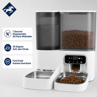 Distributeur automatique de nourriture et d'eau pour animaux de compagnie WiFi moderne avec charge automatique, 4L/3.5L, bols en acier inoxydable à gravité, contrôle par application pour chats et chiens