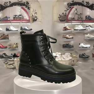 Sepatu bot sepeda motor PU wanita, sepatu bot Ankle dengan hak desain Chunky ringan datar dan bernapas untuk musim gugur dan musim dingin - Product Image 3
