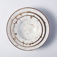 Assiettes creuses en porcelaine blanche incassable pour la restauration hôtelière turque, vaisselle 7,5 / 9 / 11 pouces, assiettes à soupe en céramique bleue mate
