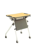 Table d'étude pliante, en acier inoxydable, avec panneau et roues modestes