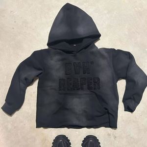 Tùy Chỉnh Quần Áo Nhà <span class=keywords><strong>S</strong></span>ản Xuất Axit Rửa Đau Khổ Thêu Vá Sweatsuit loe Mồ hôi Cắt Hoodie Bộ - Product Image 6