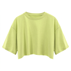 T-shirt court asymétrique blanc à manches courtes et col rond pour femme, coupe ample, style minimaliste, en jersey, idéal printemps-été - Product Image 3