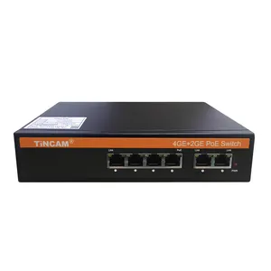 Commutateur Poe Gigabit TiNCAM 4 * Poe + 2 * commutateur de fibre Ethernet de liaison montante Gigabit vers la maison commutateur d'entreprise IEEE802.3AT/AF