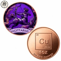 Pièce de monnaie en cuivre pur 999 de 1 oz, imprimée en couleur 2D sur mesure, motif Tableau Périodique de l'Élément Cu, objet de collection, vente en gros
