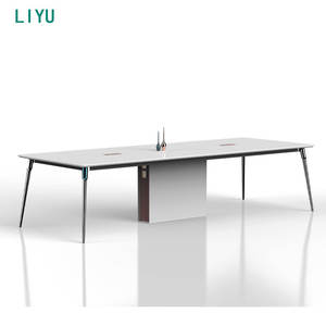 Table de conférence modulaire extensible moderne Liyu, capacité de 4 à 12 personnes, mobilier de bureau en bois pour salle de réunion, salle à manger, hôpital - Product Image 4