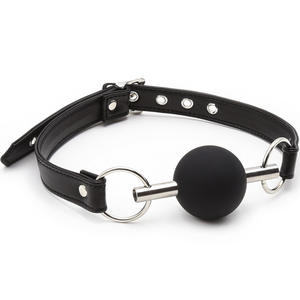 Produit phare : Équipement de bondage SM unisexe pour adultes, bâillon boule avec sangle <span class=keywords><strong>en</strong></span> cuir PU, jouets de contrainte pour couples fétichistes - Product Image 4