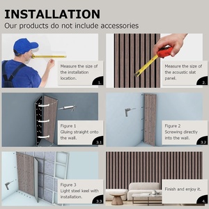 Strisce quadrate di <span class=keywords><strong>legno</strong></span> fonoassorbenti pannelli 600*600mm moderno Akupanel <span class=keywords><strong>legno</strong></span> <span class=keywords><strong>rovere</strong></span> impiallacciatura MDF Slat pannelli di parete acustica - Product Image 5