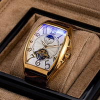 Sewor077 hombres clásicos de cuero de lujo transparente luminoso personalizado caso moda hombres cuadrado reloj mecánico automático para hombres