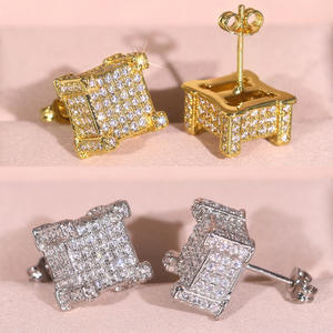 Pendientes de Moda con Diseño Geométrico, Chapados en Oro Blanco, con Cristales de Estrás y Microincrustaciones, Joyería Unisex para Fiestas - Product Image 3