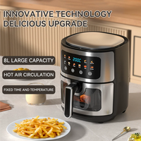 Friteuse à air à commande numérique 8L avec écran en acier inoxydable pour fenêtres visibles Mode de menu Source électrique Four à micro-ondes avec friteuse à air