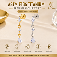 Chaîne de corps spirale tendance pour enfants en titane ASTM F136 et or 18 carats avec zircon, filetage externe, 16G, pendentif, bijoux de corps pour mariage, cadeau