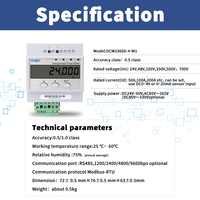 Medidor de Energía Eléctrica YADA DCM3366-4-W1, Medición de Corriente, Voltaje, Potencia, kWh en Tiempo Real, Monitoreo de Energía, RS485 Modbus