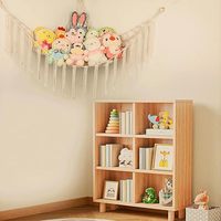 Hamac de rangement pour jouets en macramé triangulaire Huifang Boho, 100% coton, sac en maille pour peluches à suspendre au mur, pour enfants, salon, avec crochets