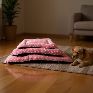 Set di 3 Tappetini per Cani in Velluto di Cotone Jacquard con Puntini Rosa - Product Image 3