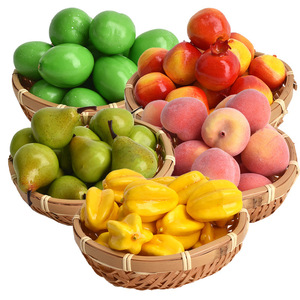 Mini Simulation Modèles De Fruits Artificiels Pomme Banane Poire Pêche Maternelle Accessoires D'éducation Précoce Décorations De Petite Taille - Product Image 1