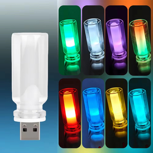 Lampe LED USB pour voiture, lumière d'ambiance à brancher, bougie LED changeante de couleur, lumière d'ambiance pour tableau de bord, console centrale - Product Image 3