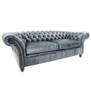 Elegant Living Room Chesterfield Sofa 3 Seater Genuine Leather Button Tufted Couch Luxury <b>Seating</b> with Timeless Vintage Charm - Product Image 2