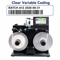 Rebobineur d'étiquettes de table efficace avec système de tête de codage jet d'encre pour date variable et code-barres